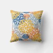 夏のフローラ抽象芸術明るい色のパターン クッション (裏面)