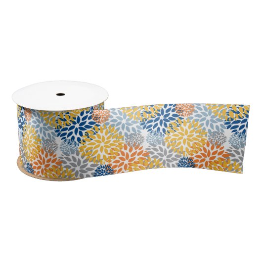 夏のフローラ抽象芸術明るい色のパターン サテンリボン (リール)