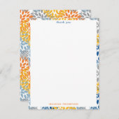 夏のフローラ抽象芸術明るい色のパターン サンキューカード (正面/裏面)