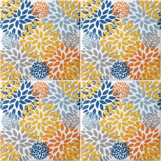 夏のフローラ抽象芸術明るい色のパターン タイル