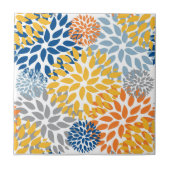 夏のフローラ抽象芸術明るい色のパターン タイル (正面)