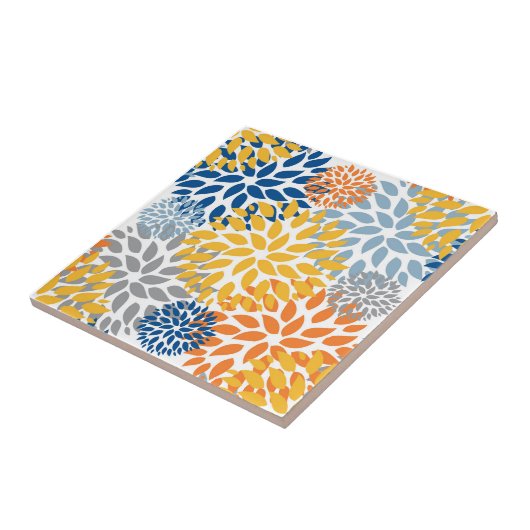 夏のフローラ抽象芸術明るい色のパターン タイル (側面)