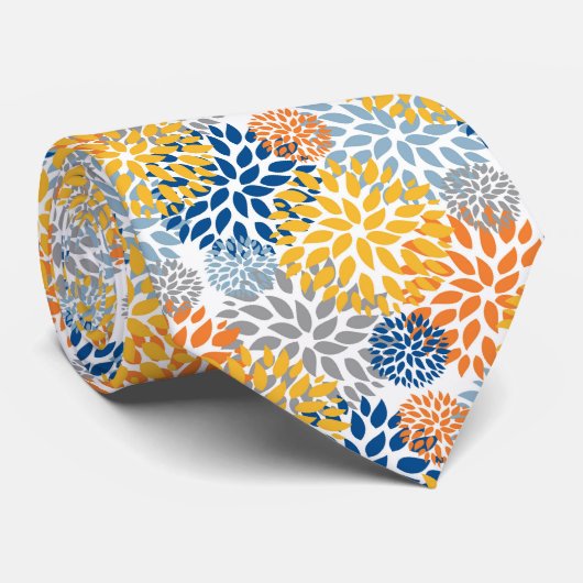 夏のフローラ抽象芸術明るい色のパターン ネクタイ (ロール)