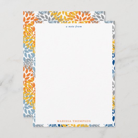 夏のフローラ抽象芸術明るい色のパターン ノートカード (正面/裏面)