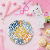 夏のフローラ抽象芸術明るい色のパターン ペーパープレート (パーティー)