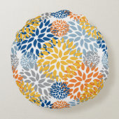 夏のフローラ抽象芸術明るい色のパターン ラウンドクッション (裏面)