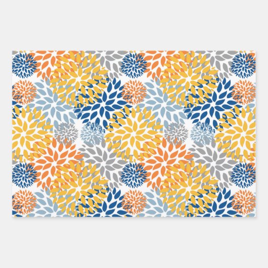 夏のフローラ抽象芸術明るい色のパターン ラッピングペーパーシート (正面3)