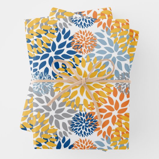 夏のフローラ抽象芸術明るい色のパターン ラッピングペーパーシート (インサイチュ)