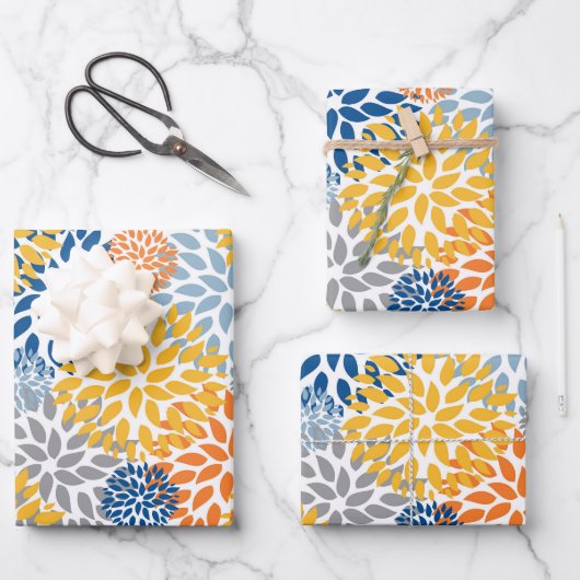 夏のフローラ抽象芸術明るい色のパターン ラッピングペーパーシート (正面)