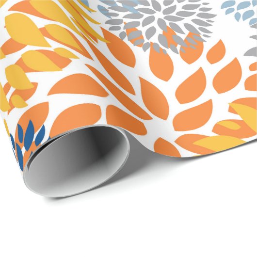 夏のフローラ抽象芸術明るい色のパターン ラッピングペーパー (ロールコーナー)