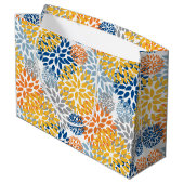 夏のフローラ抽象芸術明るい色のパターン ラージペーパーバッグ (裏面アングル)