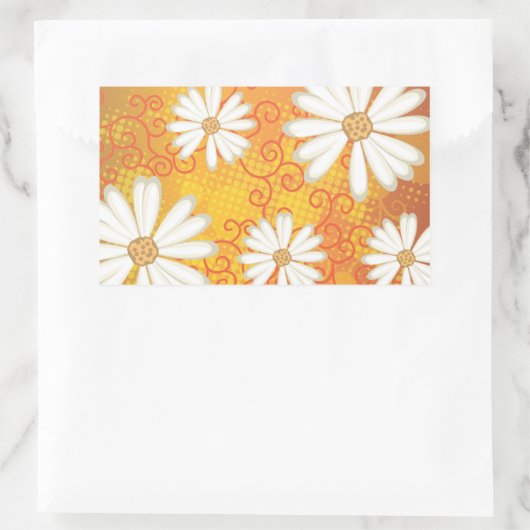 夏のフローラ点々のある部族デイジータトゥーパターン 長方形シール (バッグ)