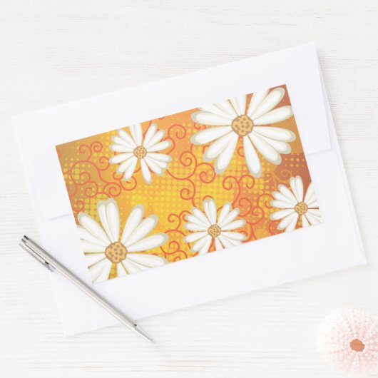 夏のフローラ点々のある部族デイジータトゥーパターン 長方形シール (封筒)