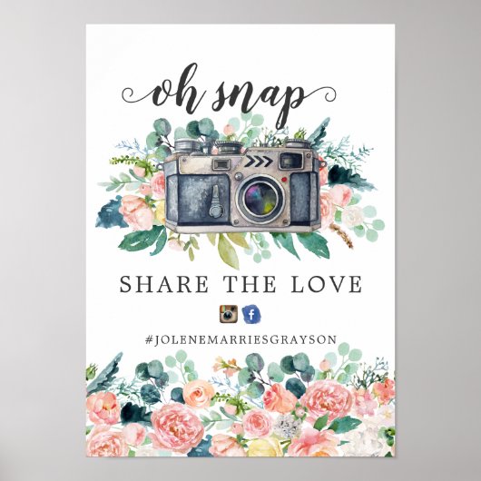 夏のフローラ結婚のハッシュタグ記号 ポスター (正面)