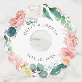 夏のフローラ結婚ワイングラスラベル ワイングラスタグ