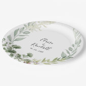 夏のフローラ緑の葉結婚白 ペーパープレート (アングル)