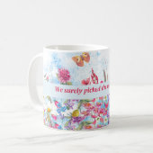 夏のフローラ蝶パーソナライズされたマグカップ コーヒーマグカップ (正面左)