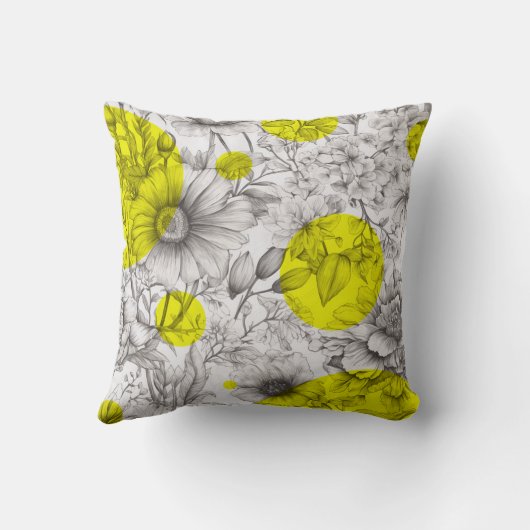 夏のフローラ装飾イエローレトロ牡丹 クッション (裏面)