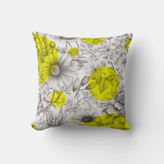 夏のフローラ装飾イエローレトロ牡丹 クッション (正面)