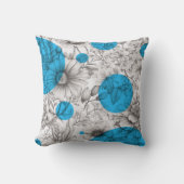 夏のフローラ装飾シアンブルーレトロ牡丹 クッション (正面)