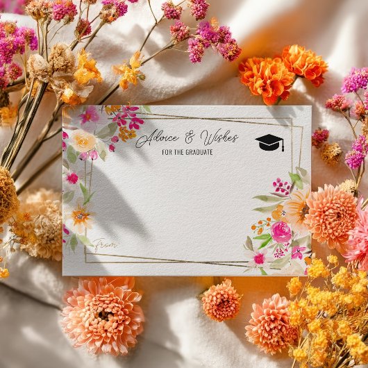 夏のフローラ金ゴールドの卒業アドバイスの願い エンクロージャーカード