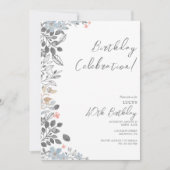 夏のフローラ飾り誕生日パーティー 招待状 (正面)