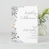 夏のフローラ飾り誕生日パーティー 招待状 (スタンド正面)