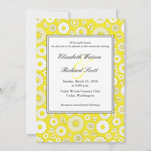 夏のフローラ黄色結婚式招待状 招待状 (正面)
