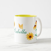 夏のフローラ黒目スーザンイエローフラワー ツートーンマグカップ (正面右)