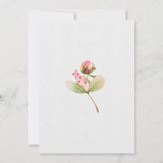 夏のフローラ |ピンクの果実の花芽結婚の花 招待状 (裏面)