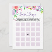 夏のブライダルシャワーの花の水彩画のビンゴのゲーム 招待状 (正面)