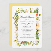 夏のブライダルシャワー招待。庭の花 招待状 (正面/裏面)
