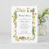 夏のブライダルシャワー招待。庭の花 招待状 (スタンド正面)