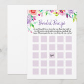 夏のブライダルシャワー フローラル ウォーターカラー ビンゴゲーム 招待状 (正面/裏面)