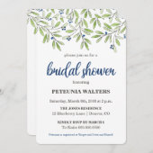 夏のブルーベリーの葉ブライダルシャワーの招待状 招待状 (正面/裏面)