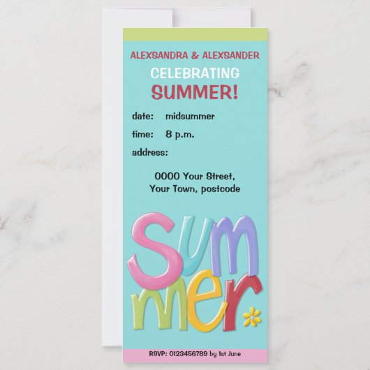 夏のブルー BBQ ご招待 招待状 (裏面)