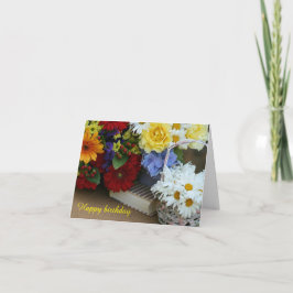 夏のブーケ誕生日ウィッシュ折り畳みグリーティングカード カード