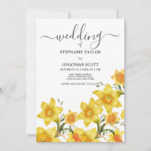 夏のブーケ ゴールド水仙 花 結婚式 招待状 (正面)