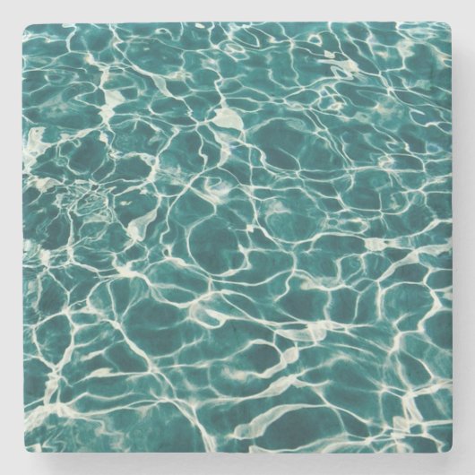 夏のプールの水のアクアリフレクション ストーンコースター (正面)