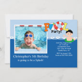 夏のプールを囲んでのパーティの写真の誕生日の招待状 招待状 (正面)