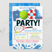 夏のプールテニスパーティー招待状 招待状 (正面/裏面)