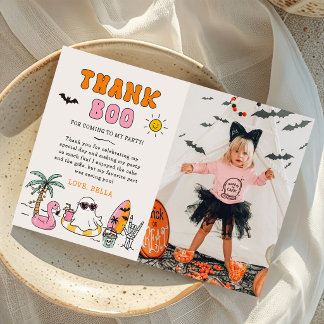 夏のプールハロウィン誕生日パーティーの写真 サンキューカード