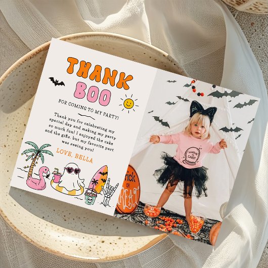 夏のプールハロウィン誕生日パーティーの写真 サンキューカード