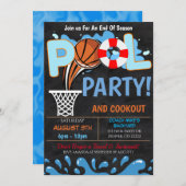 夏のプールバスケットボールパーティー招待状 招待状 (正面/裏面)