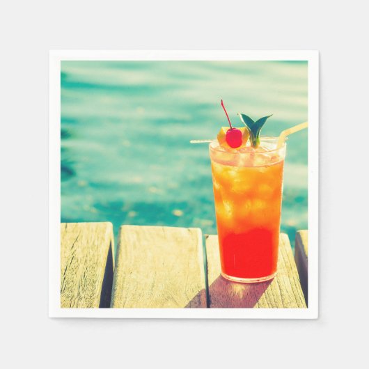 夏のプールパーティーおもしろい スタンダードカクテルナプキン (正面)