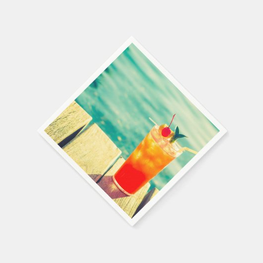 夏のプールパーティーおもしろい スタンダードカクテルナプキン (角)