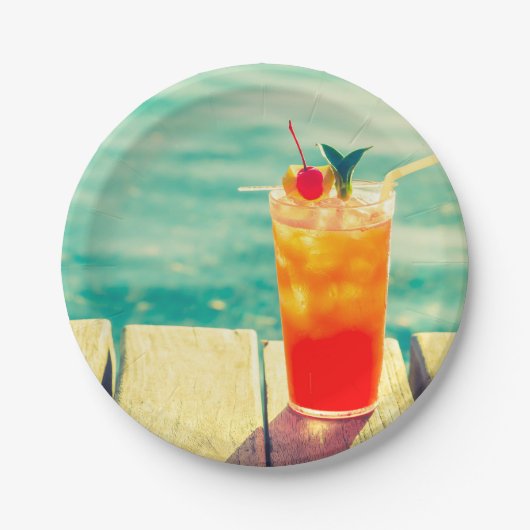 夏のプールパーティーおもしろい ペーパープレート (正面)