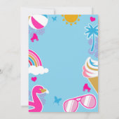 夏のプールパーティーお誕生日ガール10歳へようこそ 招待状 (裏面)