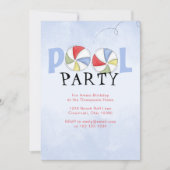 夏のプールパーティーのビーチボールカスタム 招待状 (正面)