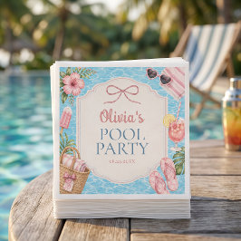 夏のプールパーティー女子の誕生日ナプキン スタンダードカクテルナプキン